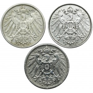 Súprava, Nemecko, Nemecké cisárstvo, Wilhelm II, 1 marka (3 kusy).