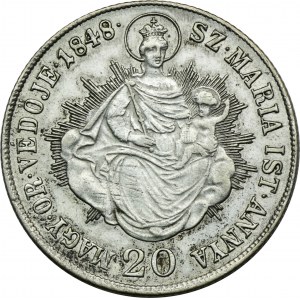 Maďarsko, Ferdinand I., 20 Krajcars Kremnica 1848 KB