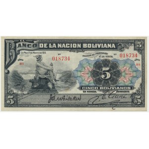 Bolivia, 5 Bolivianos 1911