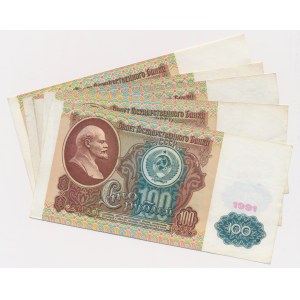 Rusko, 100 rublů 1991 (5 kusů).