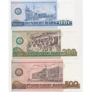 Germany, DDR, set 100-500 Mark 1975-85 (3 pcs.)