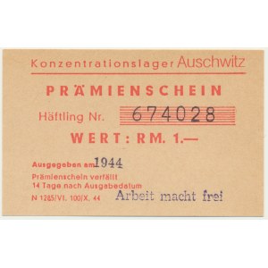 Auschwitz (Osvienčim), 1. marca 1944 - fantazijný poukaz