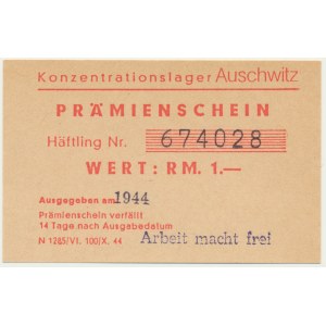Auschwitz (Oświęcim), 1 marka 1944 - bon fantazyjny