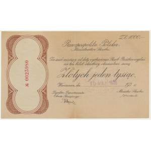 Treasury Ticket, 1,000 zloty, maturity 6 months, different signature and legal basis - RARE