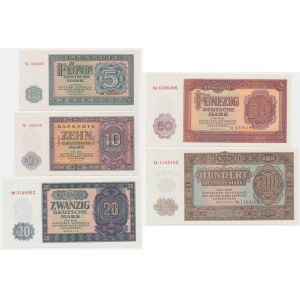 Německo, DDR, sada 5-100 marek 1955 (5 kusů).