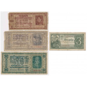 Russia-Ukraine, 3 Rubles 1938, 10-50 Karbowanez 1942 (4 pcs.)
