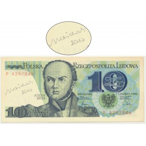 10 złotych 1982 - P - z autografem A.Heidricha
