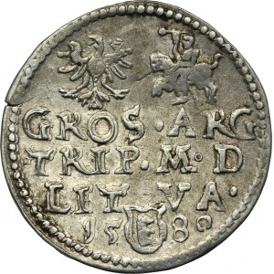 Stephen Bathory, 3 Groschen Vilnius 1580 - RARE, III in a round shield