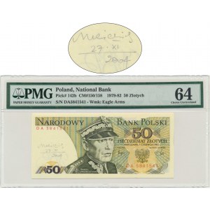 50 złotych 1982 - DA - PMG 64 - z autografem A. Heidricha