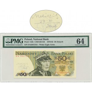 50 zloty 1982 - DA - PMG 64 - autographed by A. Heidrich