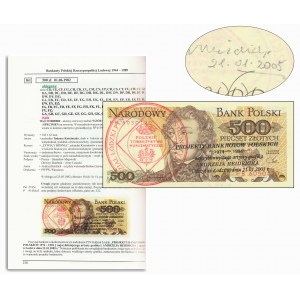 500 złotych 1982 - FB - nadruk okolicznościowy - ILUSTROWANY w katalogu Czesława Miłczaka i z podpisem A.Heidricha
