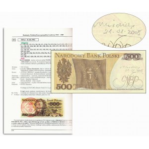 500 zloty 1982 - FB - commemorative overprint - ILLUSTRATED in Czesław Miłczak's catalog and signed by A.Heidrich