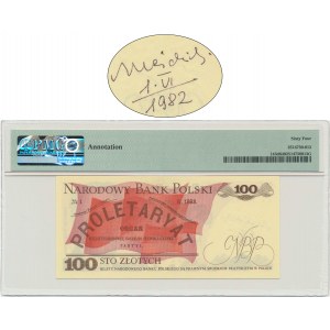 100 złotych 1982 - KL - PMG 64 - z autografem A. Heidricha