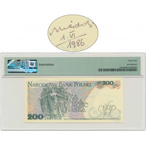 200 złotych 1986 - DR - PMG 64 - z autografem A. Heidricha