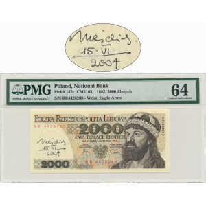 2,000 gold 1982 - BR - PMG 64 - autographed by A. Heidrich