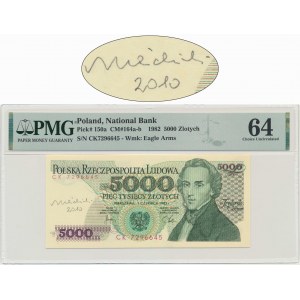 5.000 złotych 1982 - CK - PMG 64 - z autografem A. Heidricha