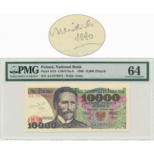 10,000 gold 1988 - AA - PMG 64 - autographed by A. Heidrich