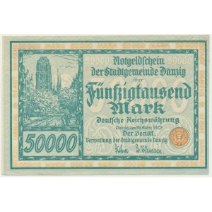 Danzig, 50.000 Mark 1923 - no. 5 digit series with ❊ -