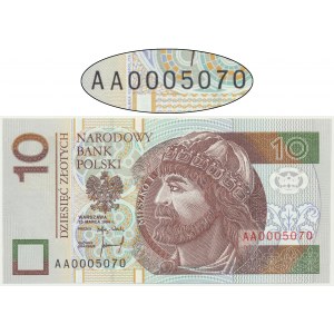 10 zlotých 1994 - AA 0005070 - nízké sériové číslo