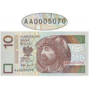 10 złotych 1994 - AA 0005070 - niski numer seryjny