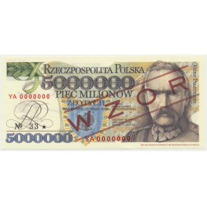 5 milionów złotych 1995 - WZÓR - YA 0000000 -