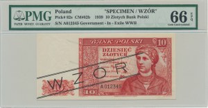 10 złotych 1939 - WZÓR - A 012345 - PMG 66 EPQ