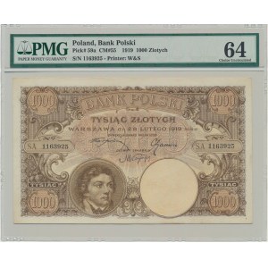 1,000 zloty 1919 - S.A - PMG 64