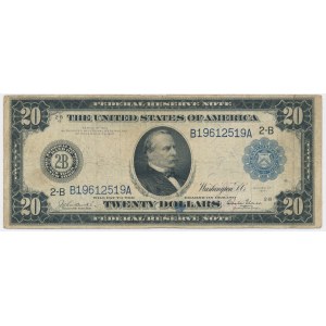 USA, Blue Seal, New York, $20 1914 - Burke &amp; Glass -.