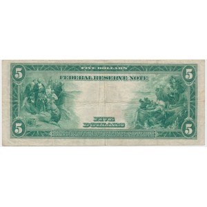 USA, modrá pečať, Chicago, 5 USD 1914 - White &amp; Mellon -.