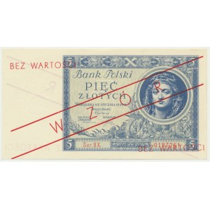 5 złotych 1930 - Ser. BX 0197261 - z późniejszym nadrukiem WZÓR