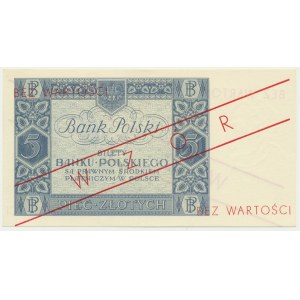 5 złotych 1930 - Ser. BX 0197261 - z późniejszym nadrukiem WZÓR