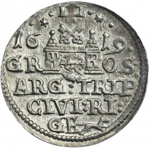 Žigmund III Vasa, Trojak Riga 1619 - ZRADKO, úzky rúrkový otvor