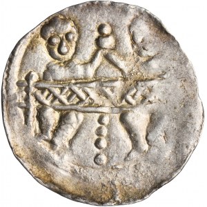 Boleslaw IV the Curly, Denarius - Two at the table