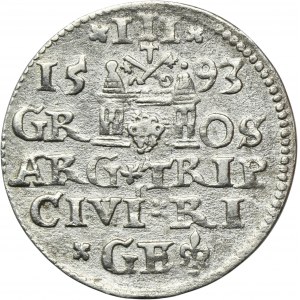 Sigismund III Vasa, 3 Groschen Riga 1593 - LIV