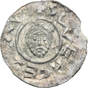 Bohemia, Bretislav II, Denarius - continuous border