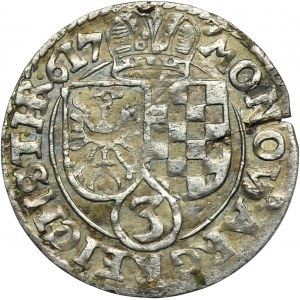 Sliezsko, vojvodstvo Legnicko-Brzesko-Wołowskie, Jan Chrystian a Jerzy Rudolf, 3 Krajcary Złoty Stok 1617 HR