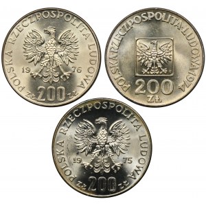 Zestaw, 200 złotych 1974-1976 (3 szt.)