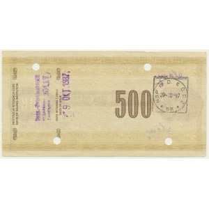 Cestovní šek NBP, 500 zlotých 1987 - stornovaný