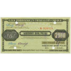 Czek podróżniczy NBP, 2.000 złotych 1987 - skasowany