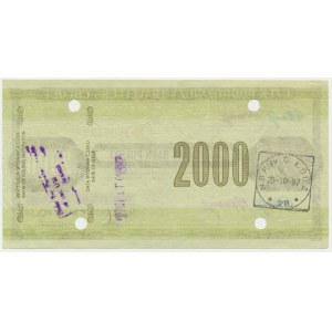 Cestovní šek NBP, 2 000 zlotých 1987 - zrušen