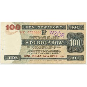 Pewex, 100 dolarów 1979 - WZÓR- HK 0000000 -