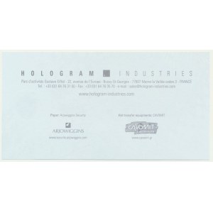 France, Hologram Industries (Surys), Test Banknote
