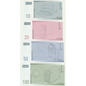 Germany, SIEMENS-NIXDORF, group of test banknote 10-100 (4 pcs.)