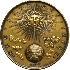 Francie, Ludvík XIV, král slunce Medaile 1674 - NEW BIT