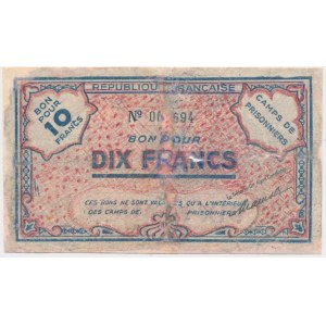 Alžírsko, zajatecký tábor, 10 frankov 1943