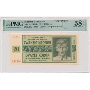 Bohemia and Moravia, 20 Korun 1944 - SPECIMEN - PMG 58 EPQ