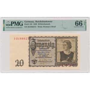 Nemecko, 20 ríšskych mariek 1939 - PMG 66 EPQ
