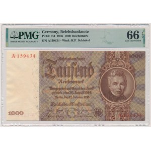 Nemecko, 1 000 ríšskych mariek 1936 - PMG 66 EPQ