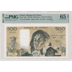 France, 500 Francs 1983 - Pascal - PMG 65 EPQ