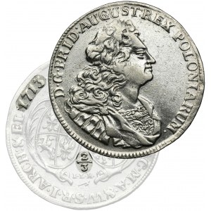 August II Silný, 2/3 tolaru (gulden) Drážďany 1713 ILH - RARE